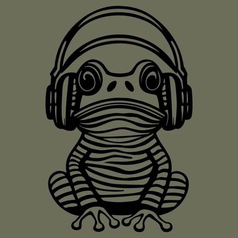 Frosch mit Kopfhörern