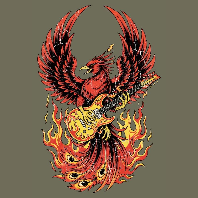 Fiery Eagle Guitare Rock Design