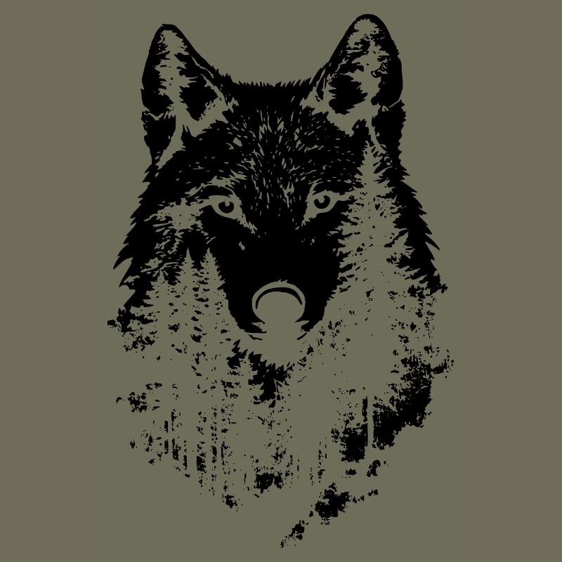 Wolf Gesicht Wald Silhouette