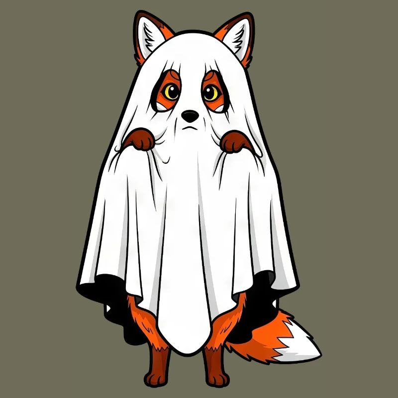 Funny Halloween Fox Ghost Cartoon Spooky
