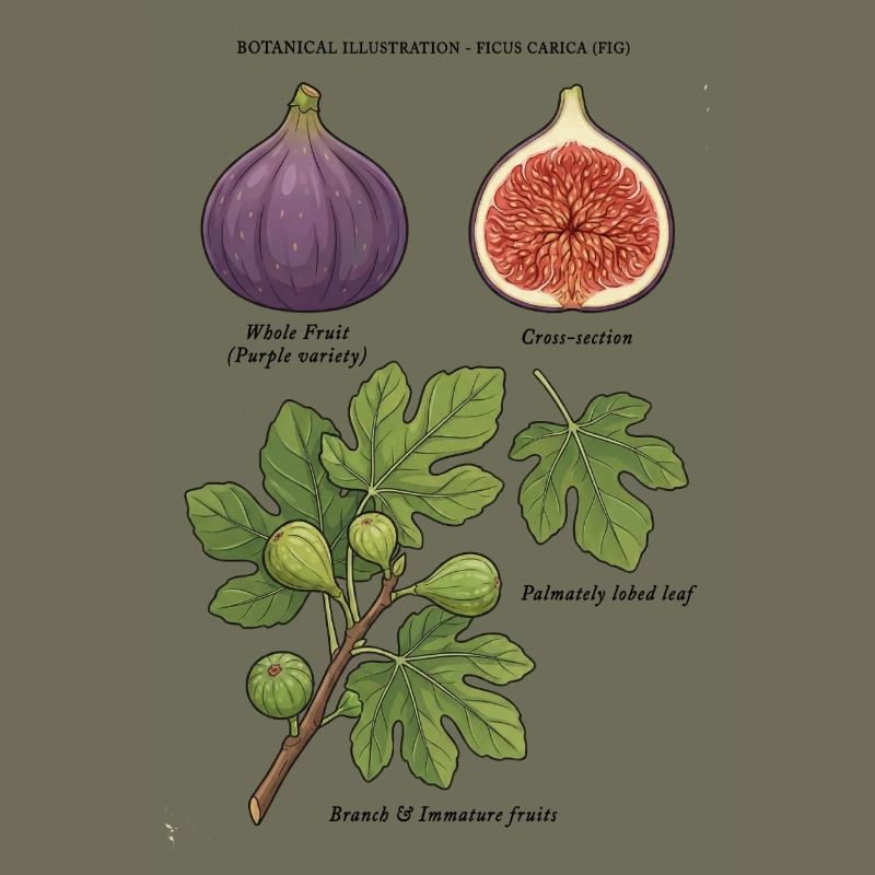Fig Tree Botanical Study Ficus Carica