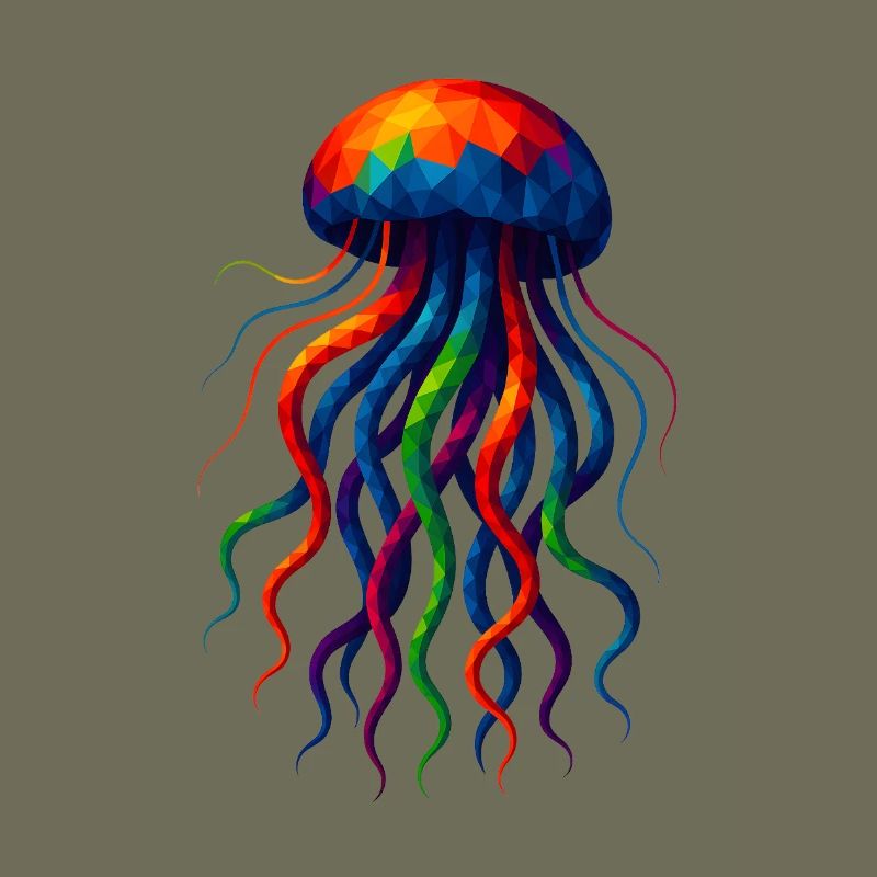 WPAP Style Polygon Animals - Jellyfish