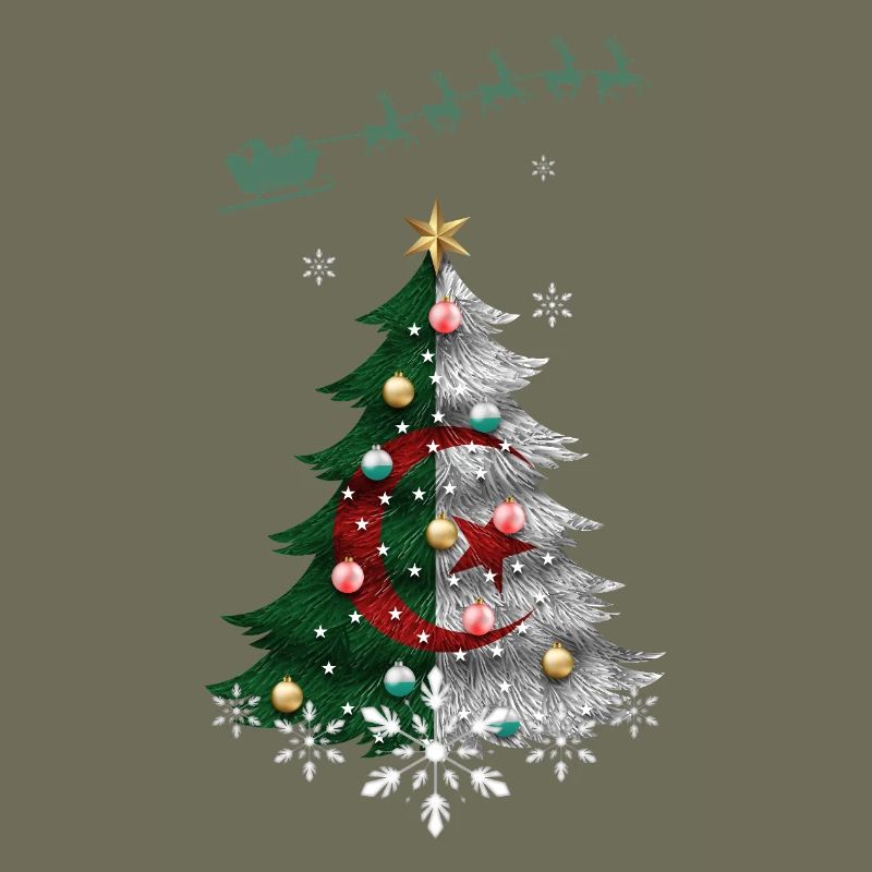 Weihnachtsbaum mit algerischer Flagge