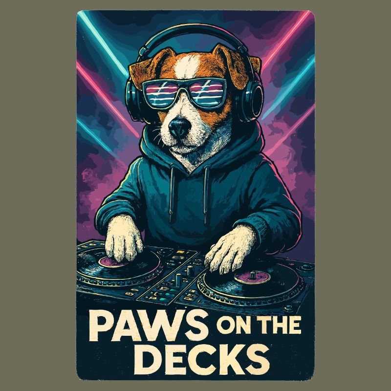 Jack Russell Terrier DJ Platines Paws Techno