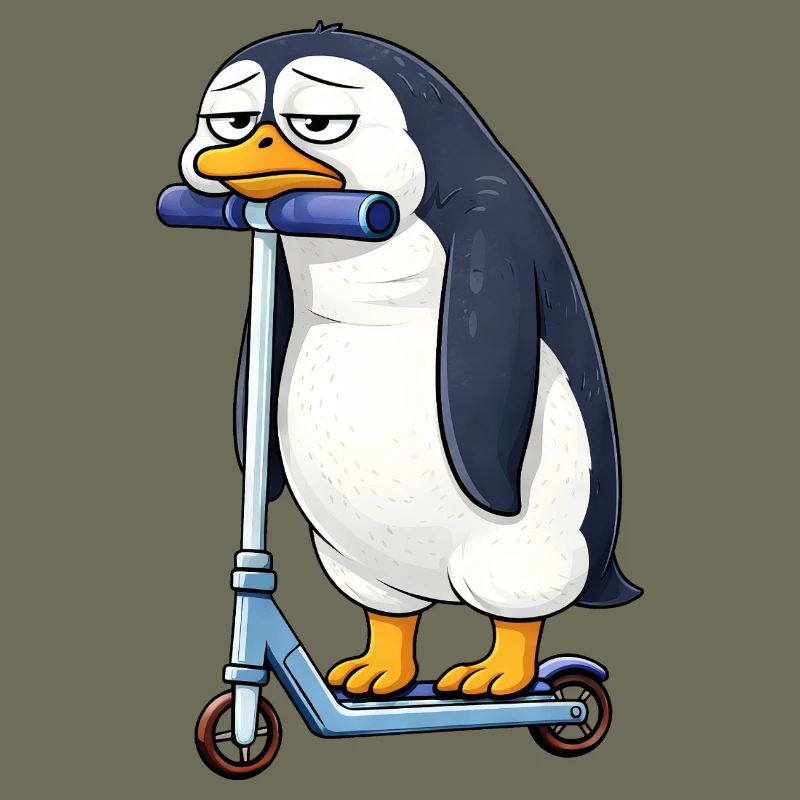 Cute Penguin Scooter Lonely Boredom