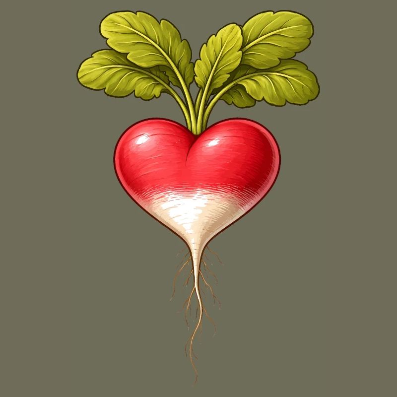 Radieschen Herzform Vintage Botanisch 
