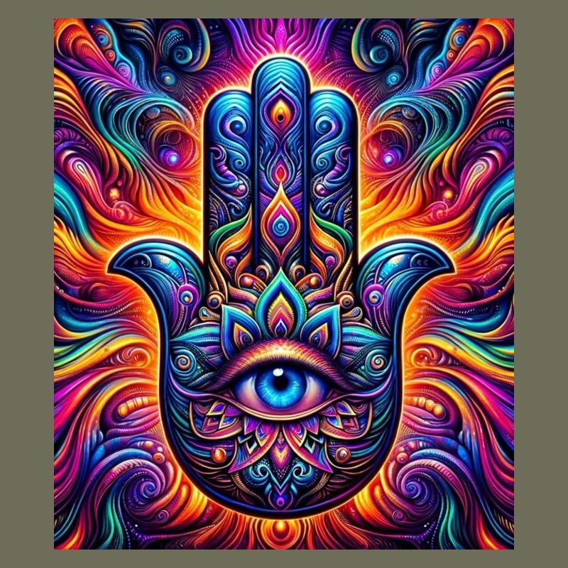 Psychedelic Hamsa Eye Hand Mandala