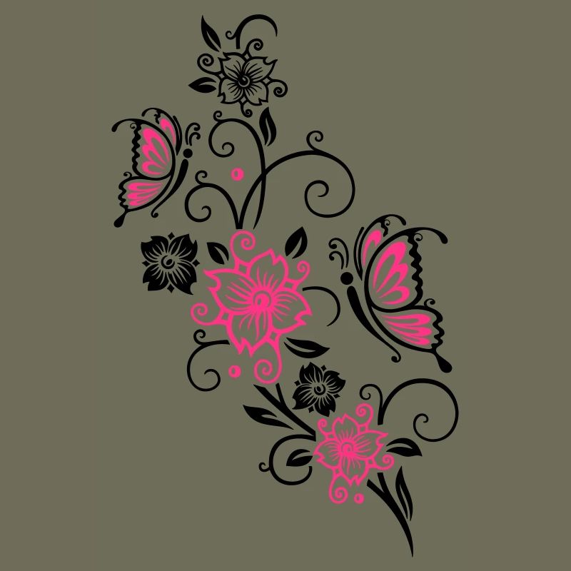 Cherry blossoms with butterflies
