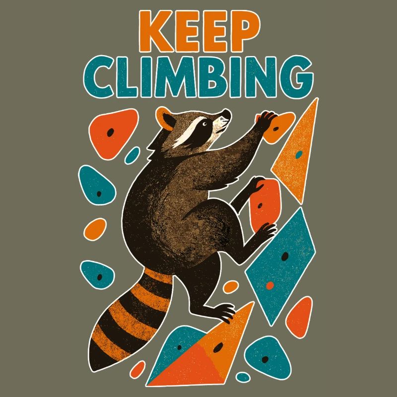 Bouldering Raccoon Keep Climbing Motivation