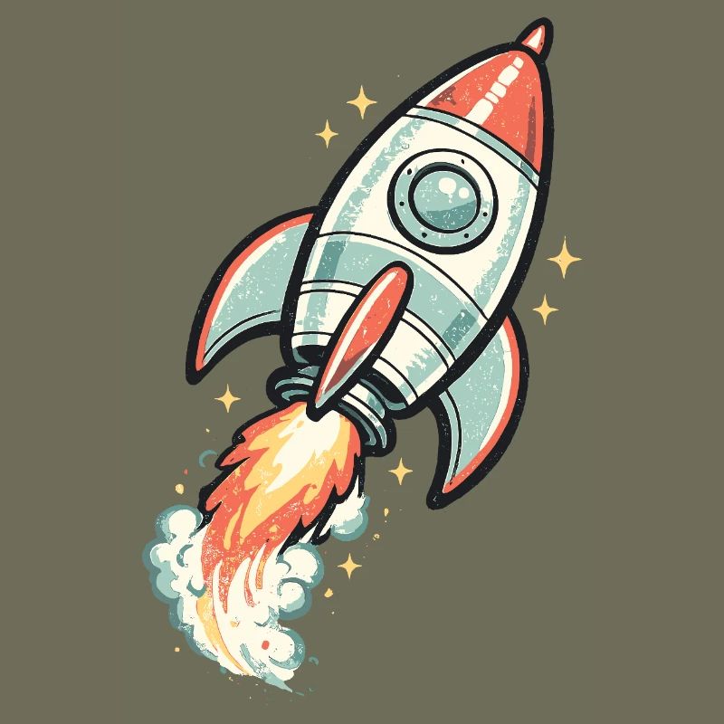 Néon rétro Rocket in Space