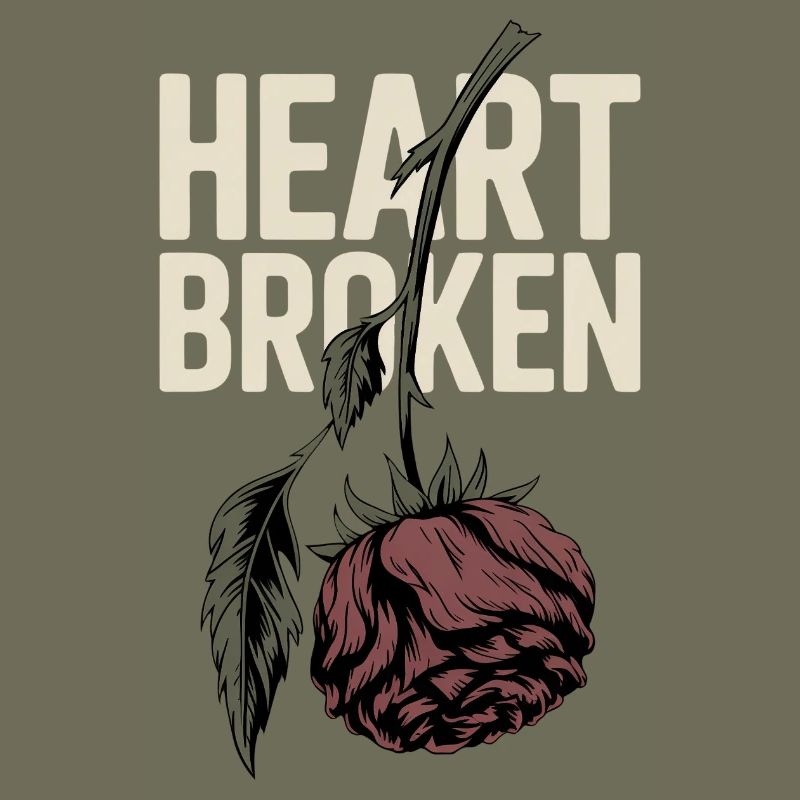 Broken Heart with Withered Rose
