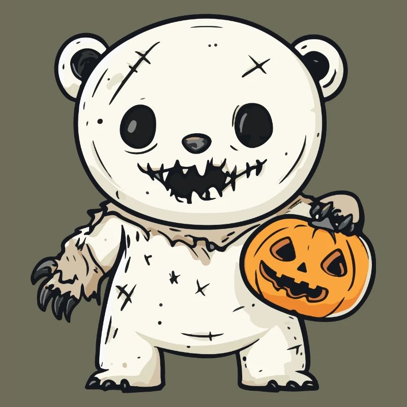 Eisbär Halloween Comic Lustig