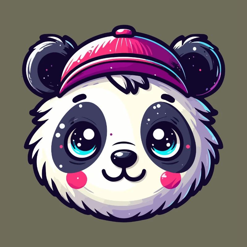Panda Kopf mit Kappe