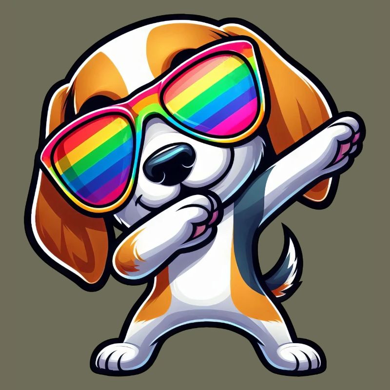 Cooler Beagle Dab Sonnenbrille Regenbogen