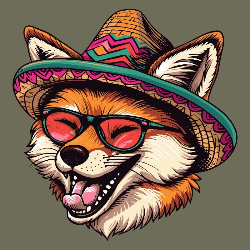 Fuchs Comic Lustig Sombrero