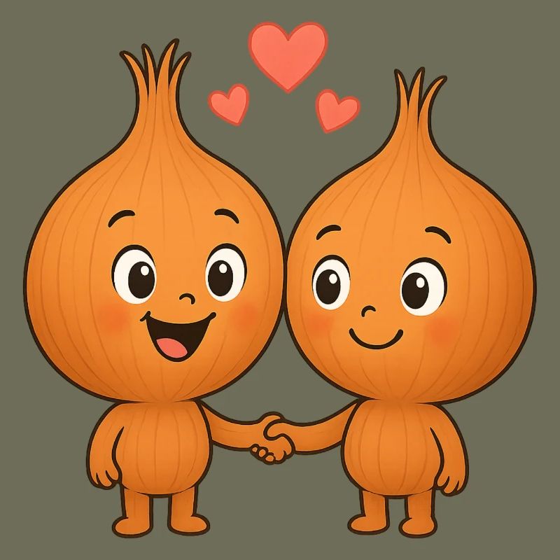 Oignons mignons avec des cœurs