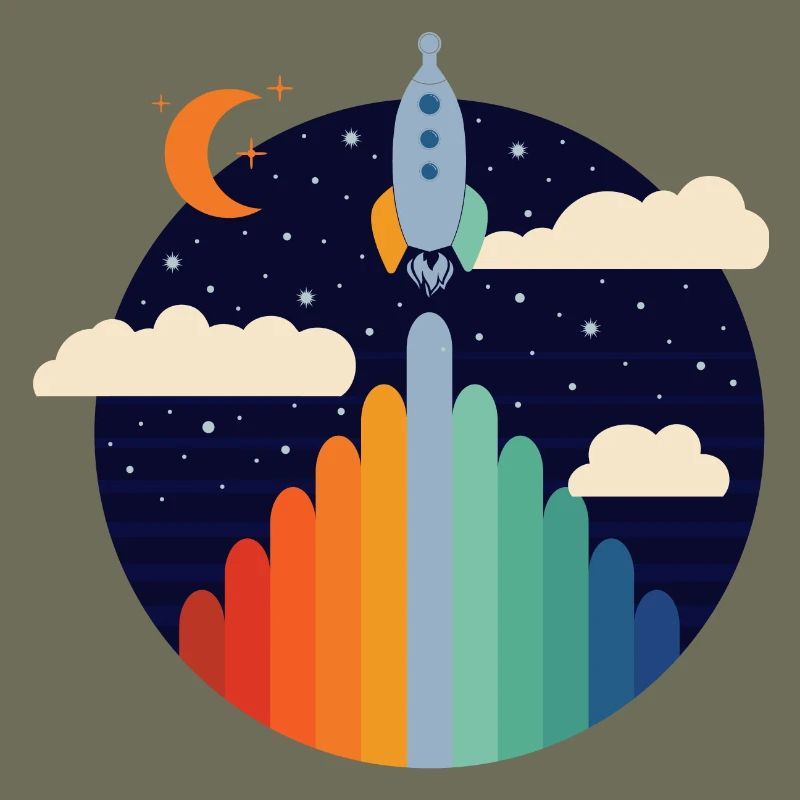 Rocket (Colorful Stripes, Circle)