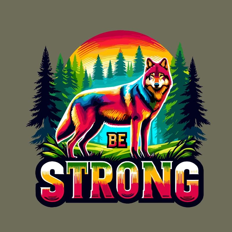 Wolf with slogan "Be Strong"