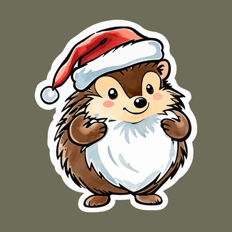 Hedgehog Christmas Drawing