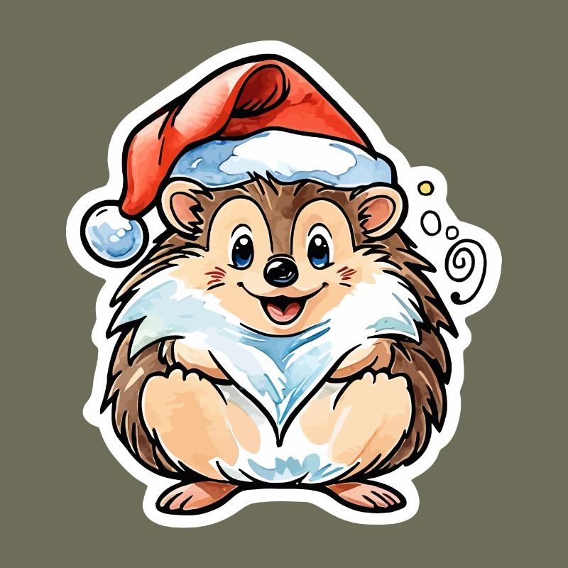 Hedgehog Christmas Drawing