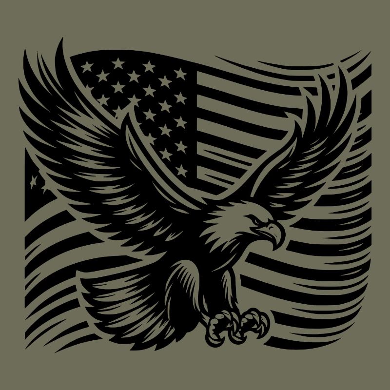 Grand aigle puissant devant le drapeau des États-Unis