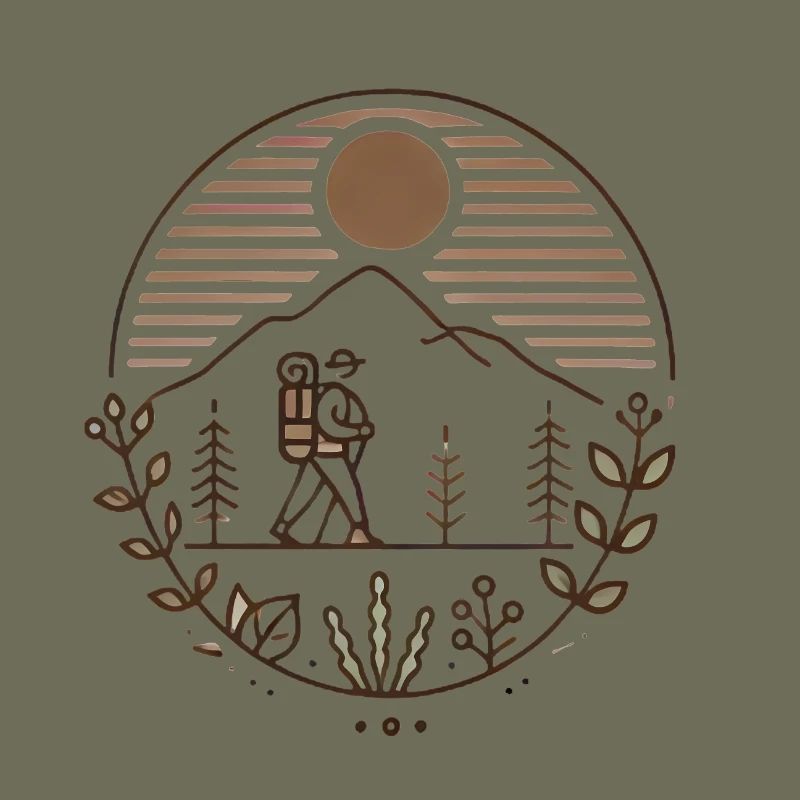 Friedlicher Bergwanderer Illustration