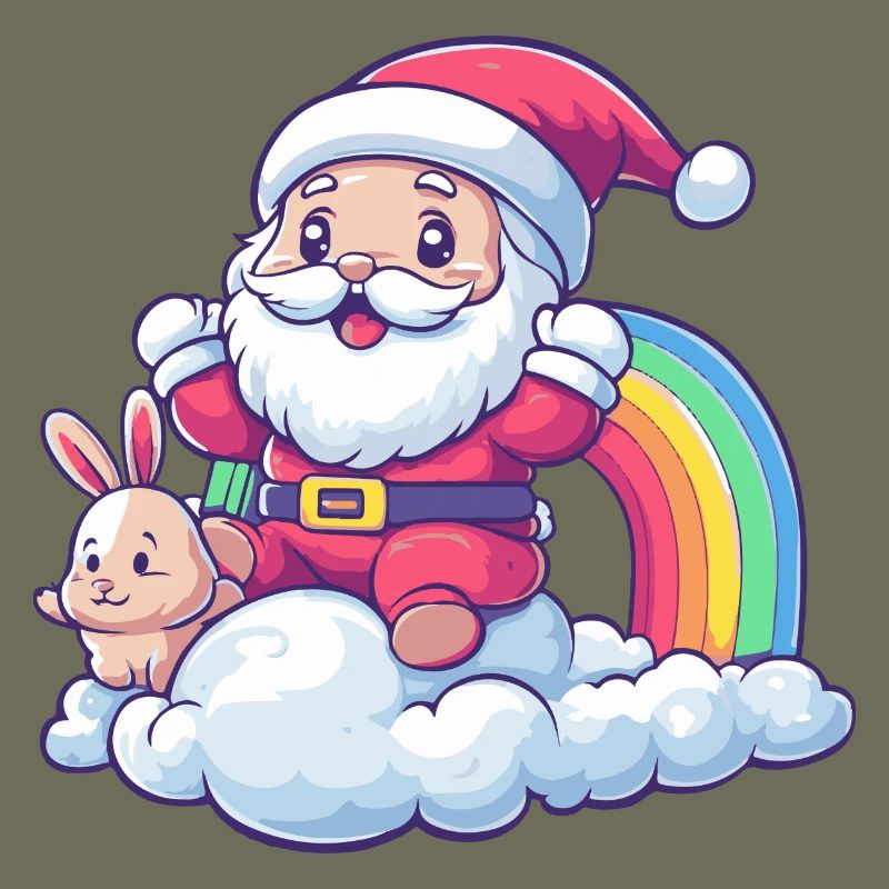Hase Weihnachtsmann Regenbogen