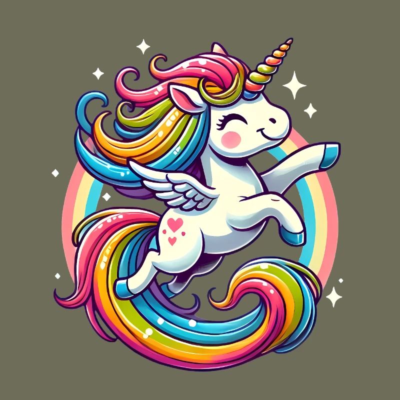 Fröhliches Regenbogen-Einhorn-Design