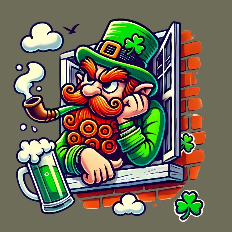Grumpy Leprechaun Window Sticker