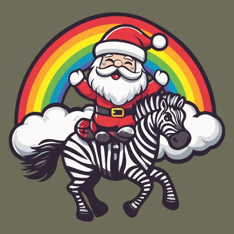 Zebra Weihnachtsmann Regenbogen