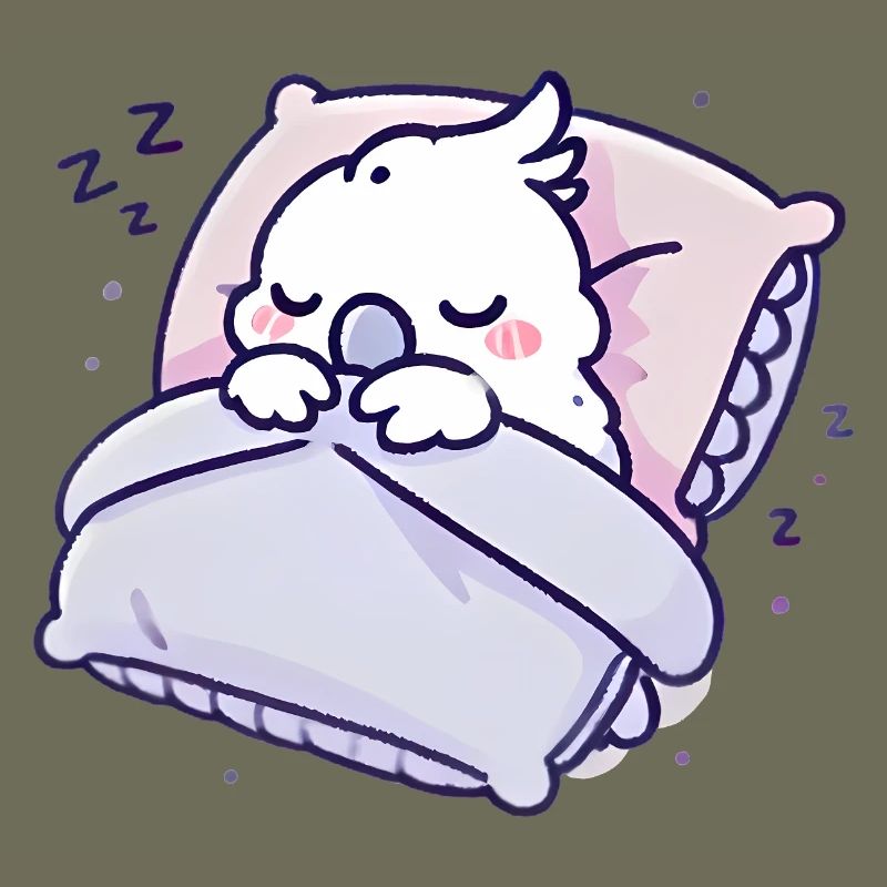 Cacatoès endormi Graphique de dessin animé mignon