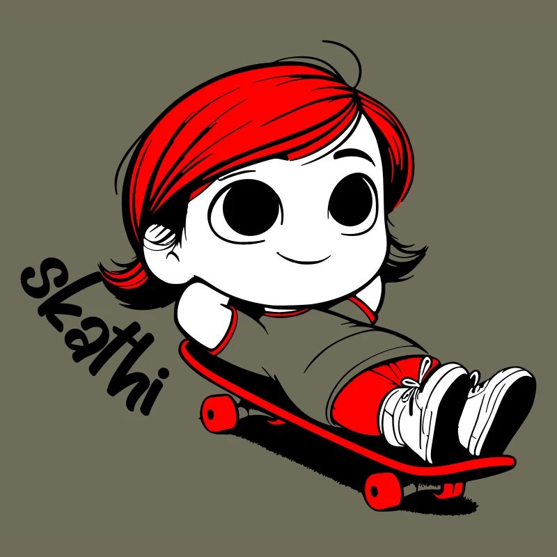 Kathi relaxed auf einem Skateboard.