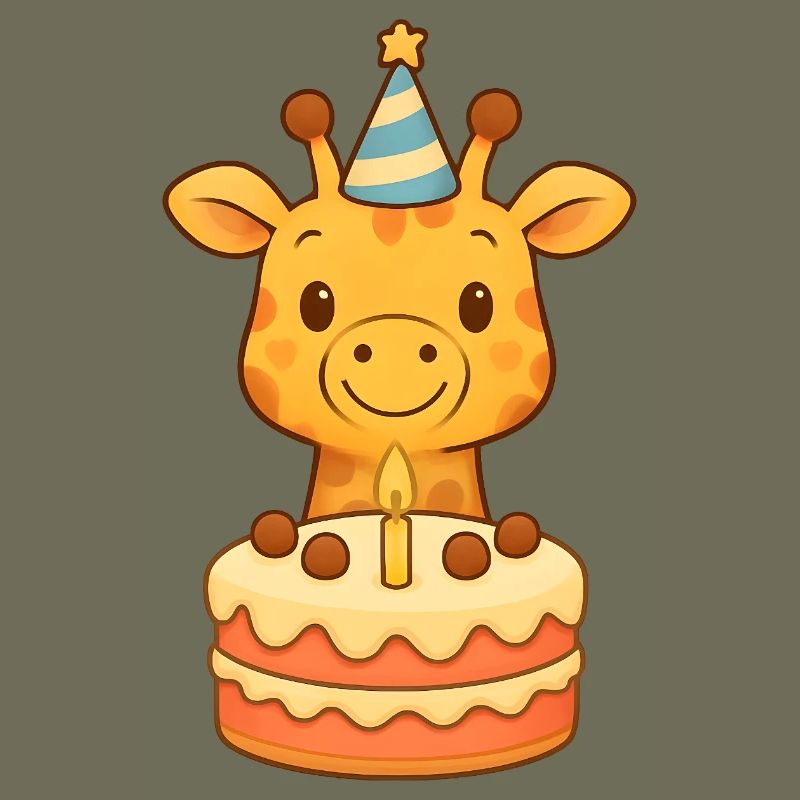 Giraffe mit Geburtstagtorte