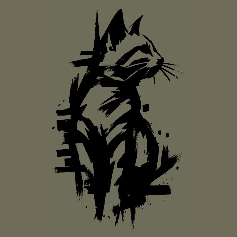 Cat Black Graffiti Design