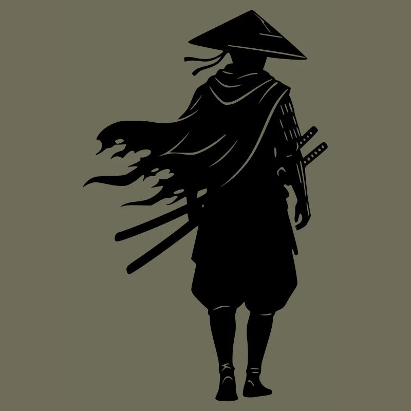 Schatten Krieger Samurai Strohhut