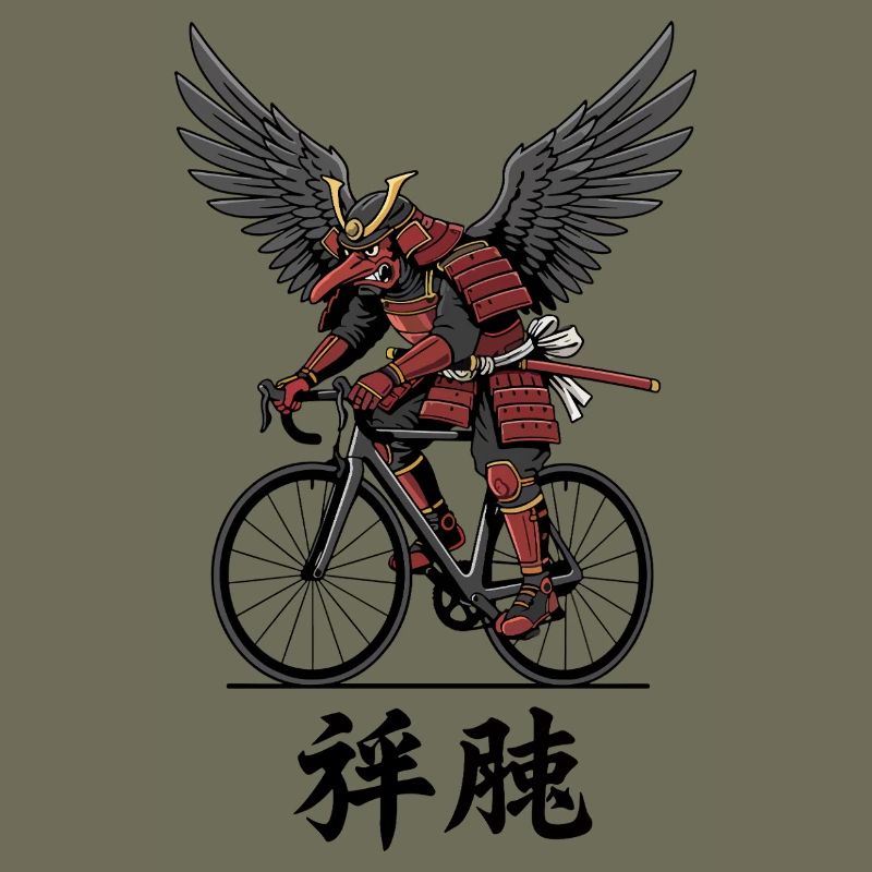 Winged Samurai on Bicycle