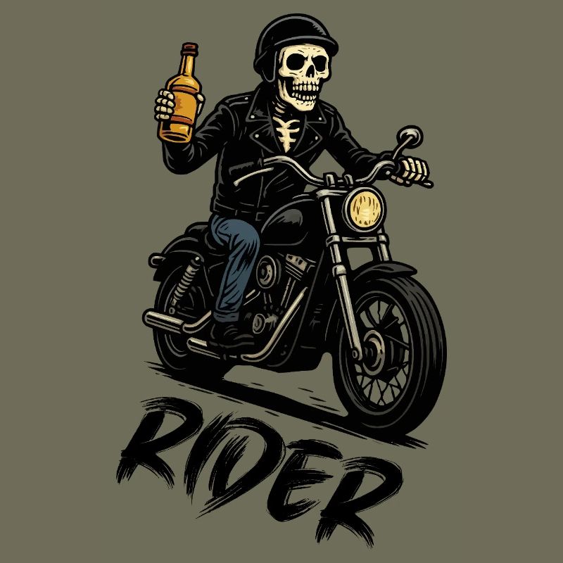 Skelettbiker mit Flasche