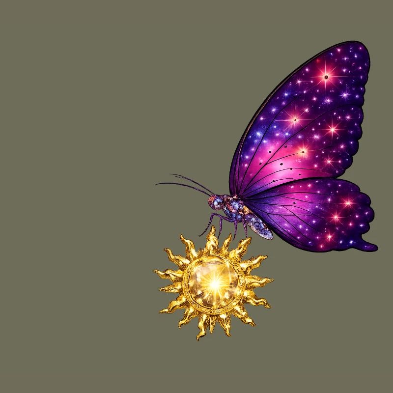 Soleil doré et papillon de l’espace.