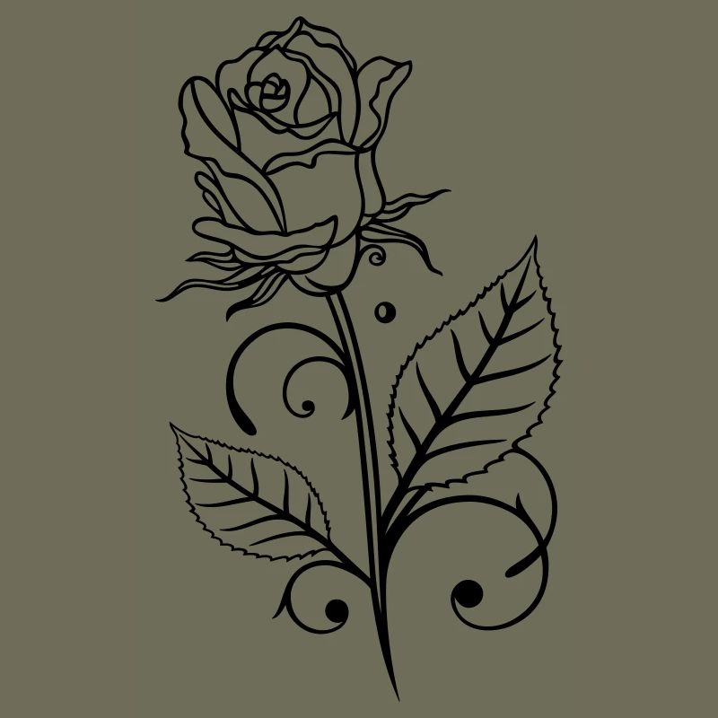 Rose mit Blättern