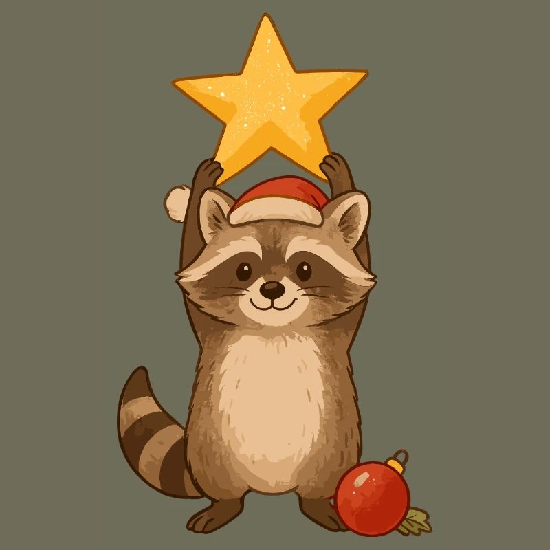 Weihnachts Waschbär mit Stern