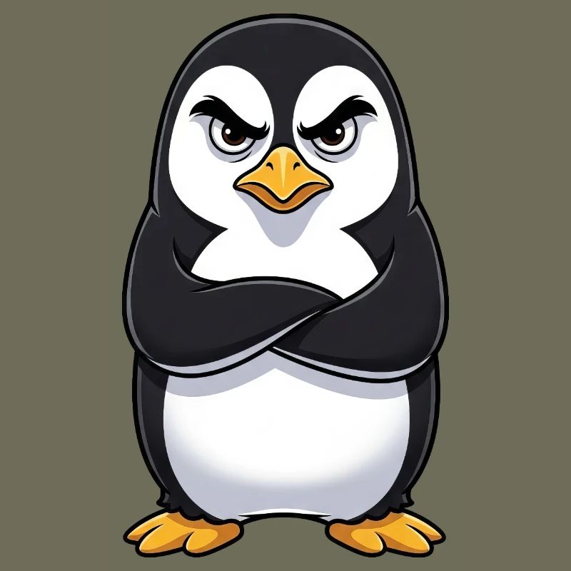 Grumpy Penguin Cartoon Sour Grumpy Annoyed