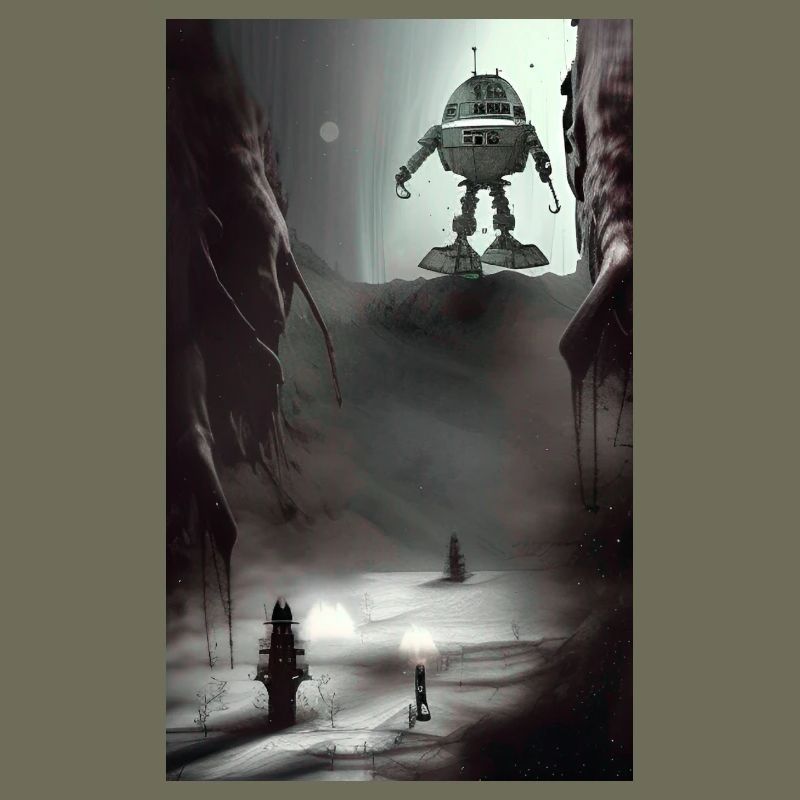 Vaisseau spatial robot Comic effrayant Alien sur un étrange