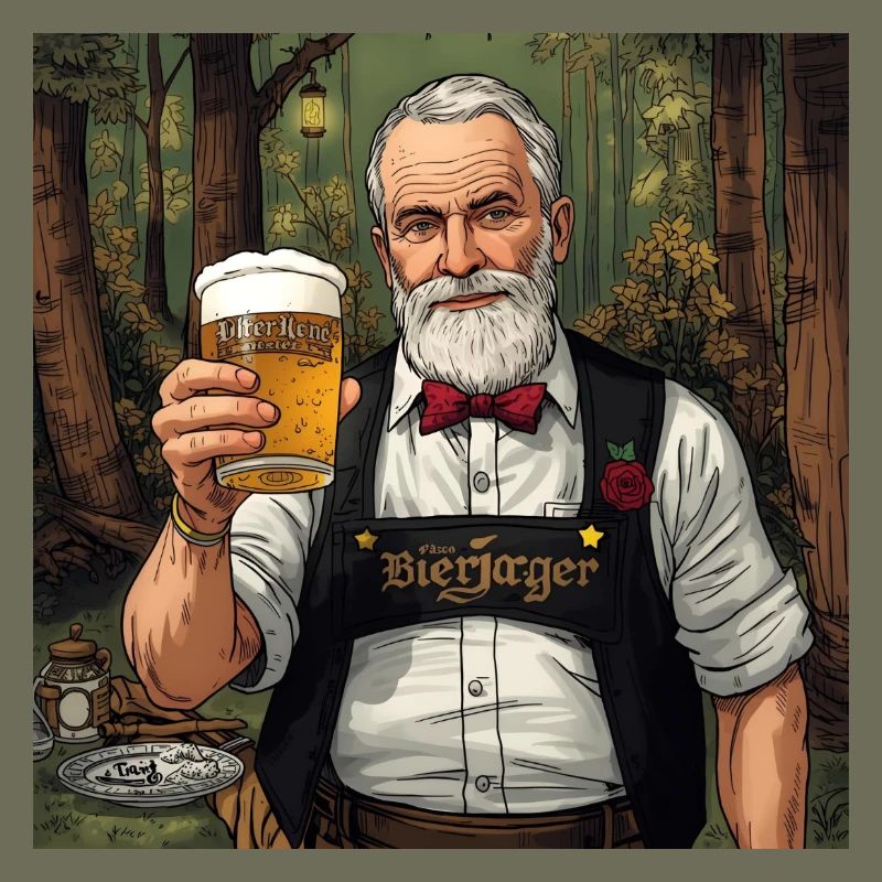 Bierjäger im Waldabend