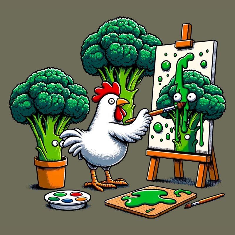 Chicken Paints Broccoli Masterpiece