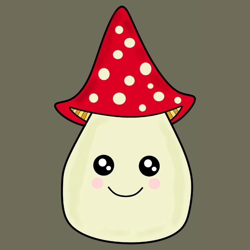 Kawaii champignon Toadstool mignon rouge avec visage