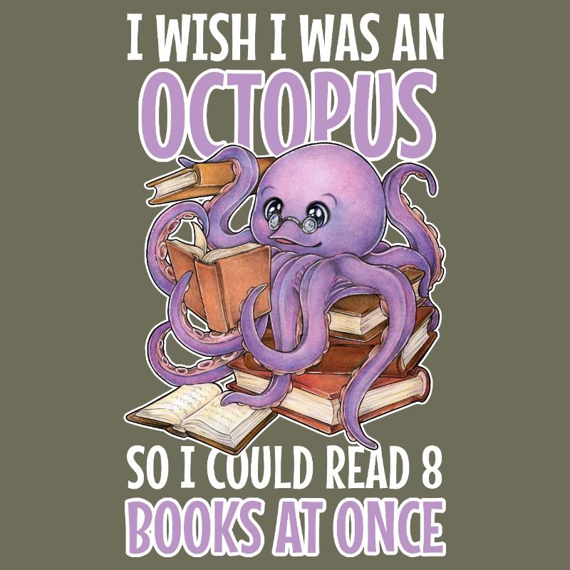 Reading Octopus in Stack of Books Book Gift