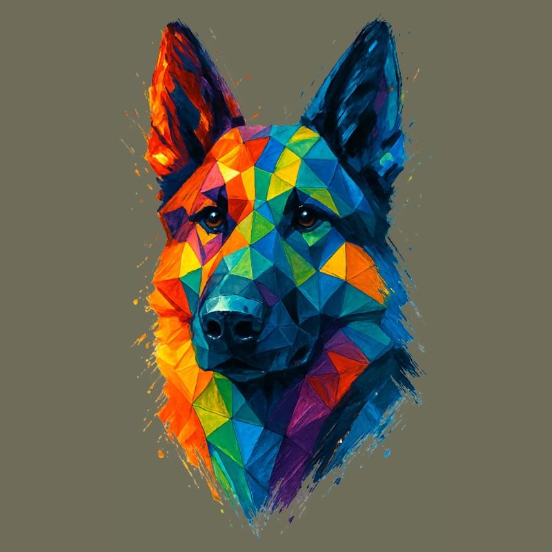 Low Poly Geometric German Shepherd Dog