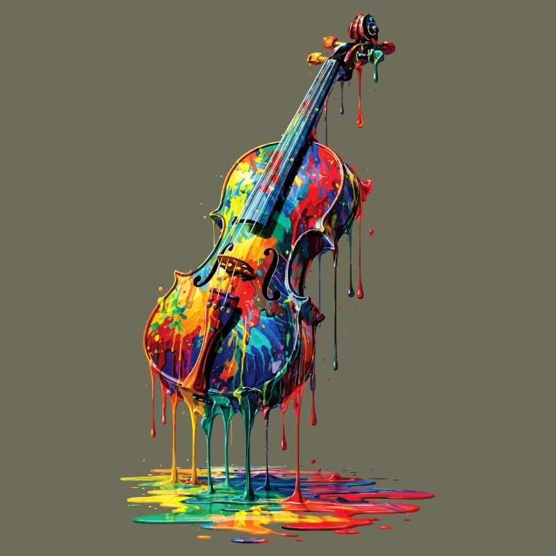 Violon avec de la peinture qui goutte
