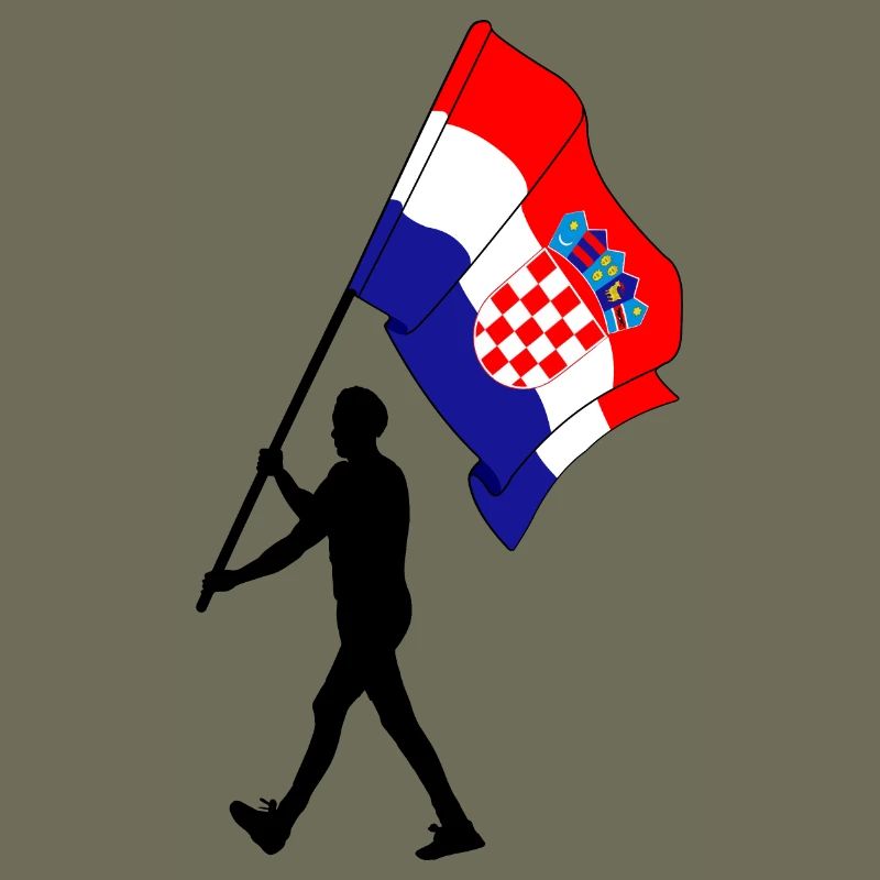 Flag Croatia man walking