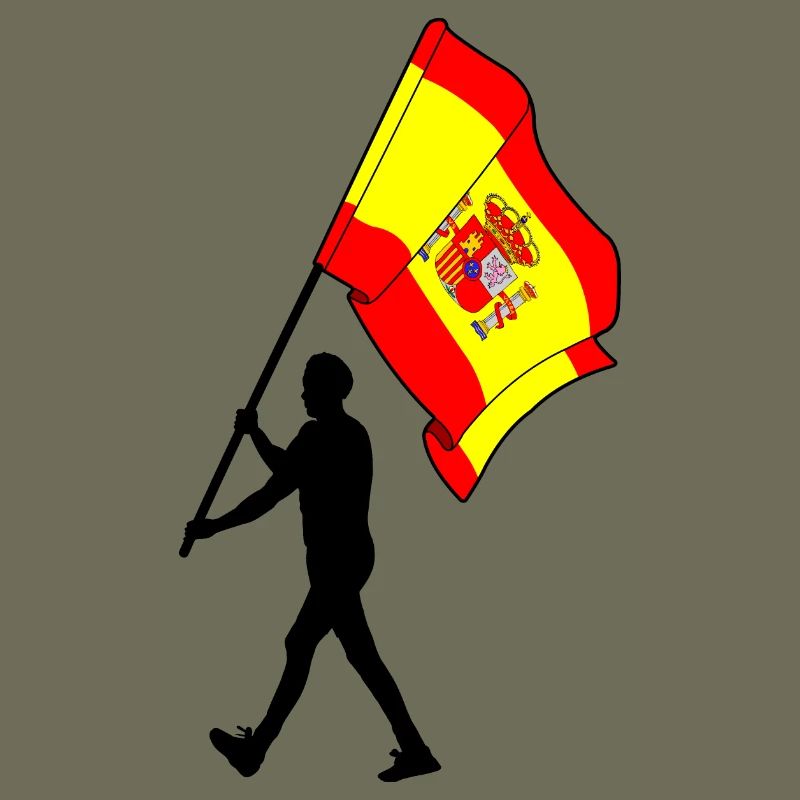 Flag Spain man walking